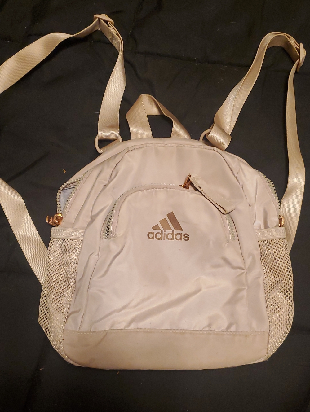 adidas Women’s Beige/Cream Mini Backpack with Gold Accents